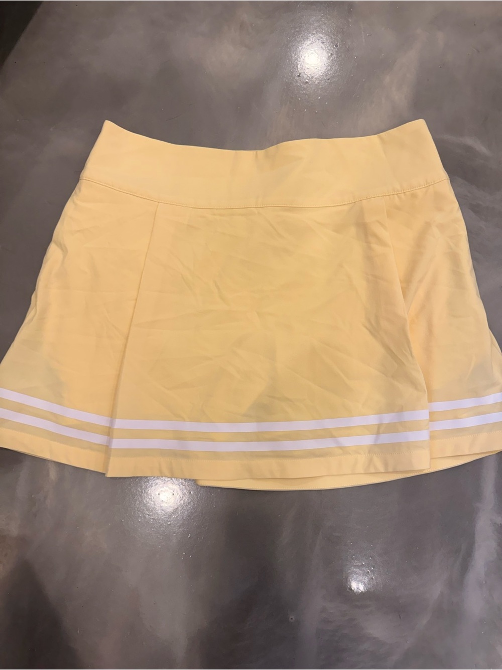CALIA by Carrie Underwood Sunny Yellow Pleated Mini Skirt with White Stripes NWT